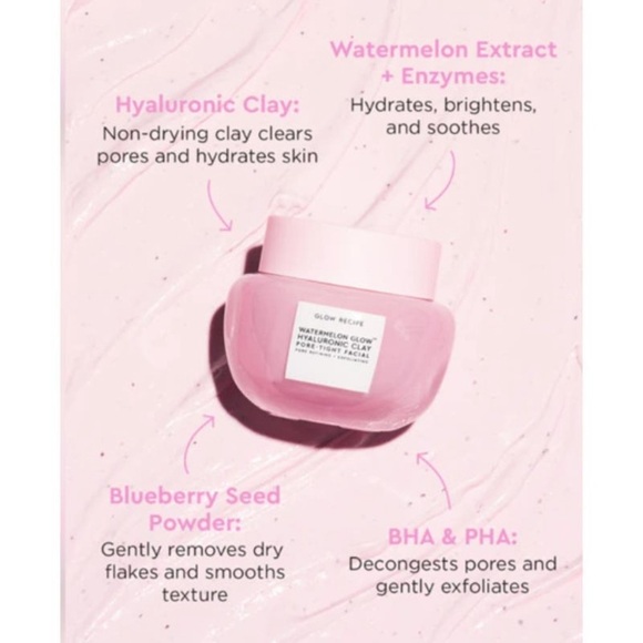 GLOW RECIPE Watermelon Glow Hyaluronic Clay Pore-tight Facial - 2.02 oz NIB - Picture 3 of 5
